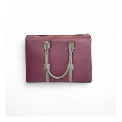 Women's Polyurethane Solid Structured Shoulder Tote Handbag (Burgundy-Gray) - POPNOVA