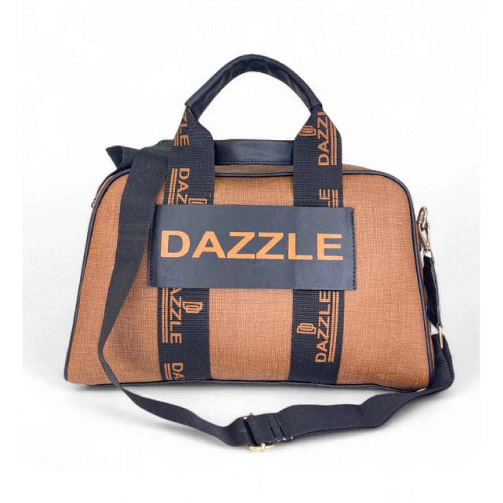 Women's Polyurethane Textured Duffle Bag with Adjustable & Removable Strap (Brown) - POPNOVA