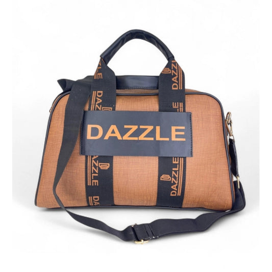 Women's Polyurethane Textured Duffle Bag with Adjustable & Removable Strap (Brown) - POPNOVA