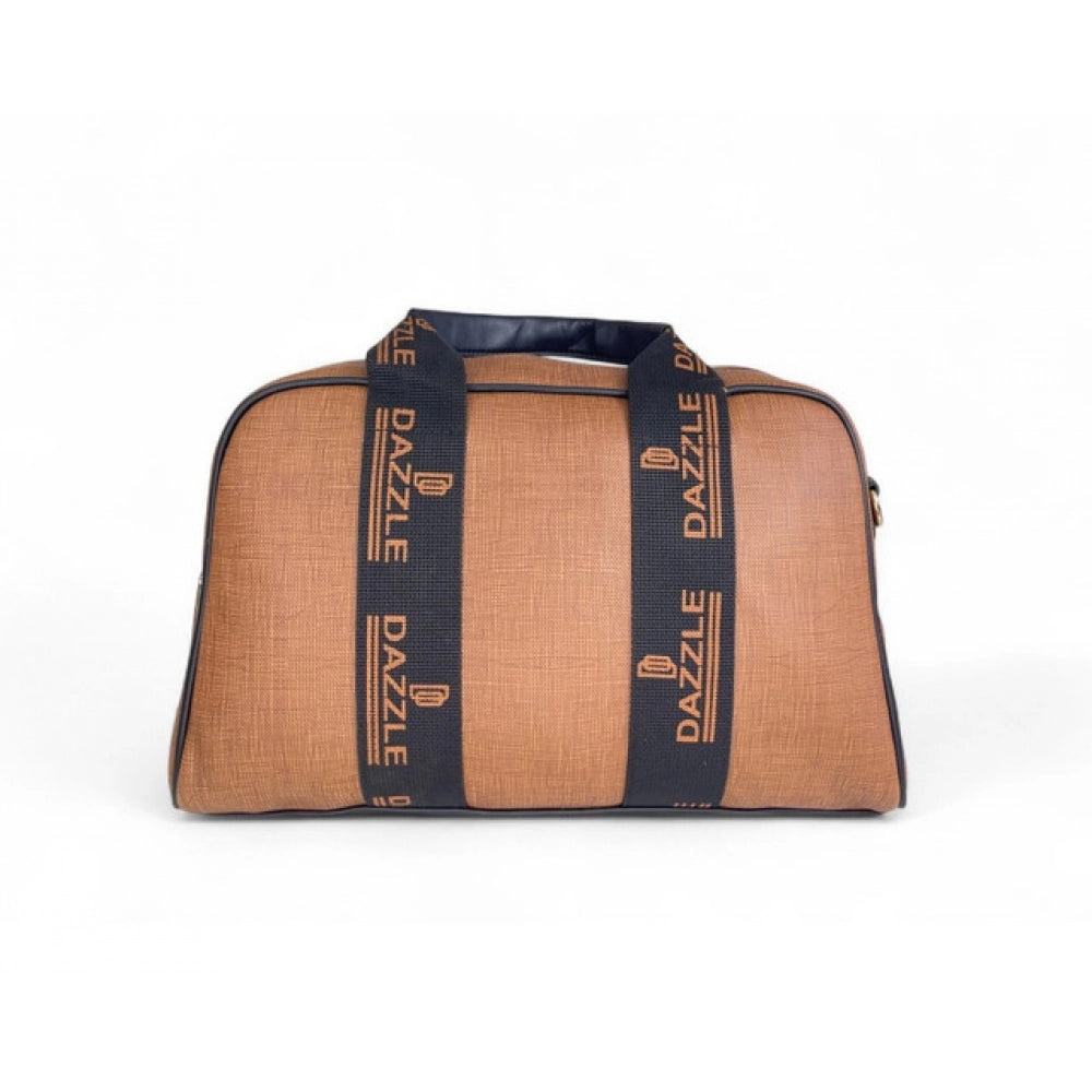 Women's Polyurethane Textured Duffle Bag with Adjustable & Removable Strap (Brown) - POPNOVA