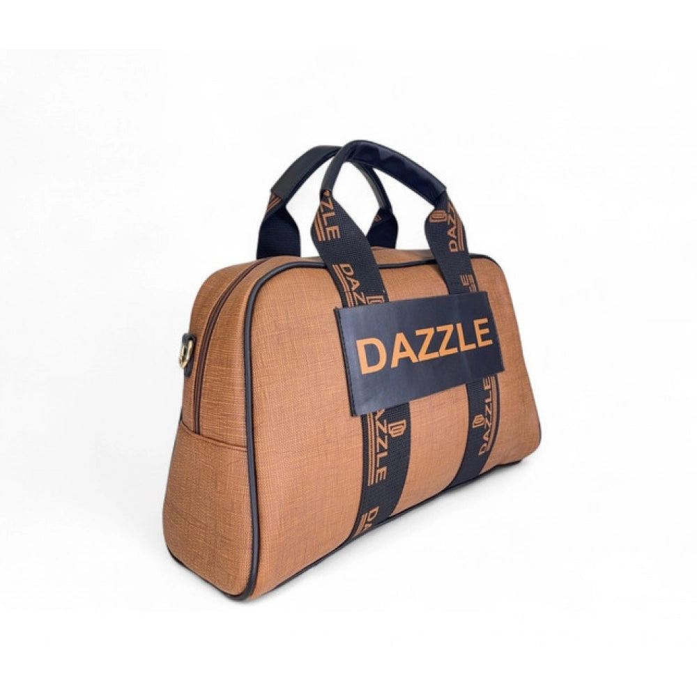 Women's Polyurethane Textured Duffle Bag with Adjustable & Removable Strap (Brown) - POPNOVA