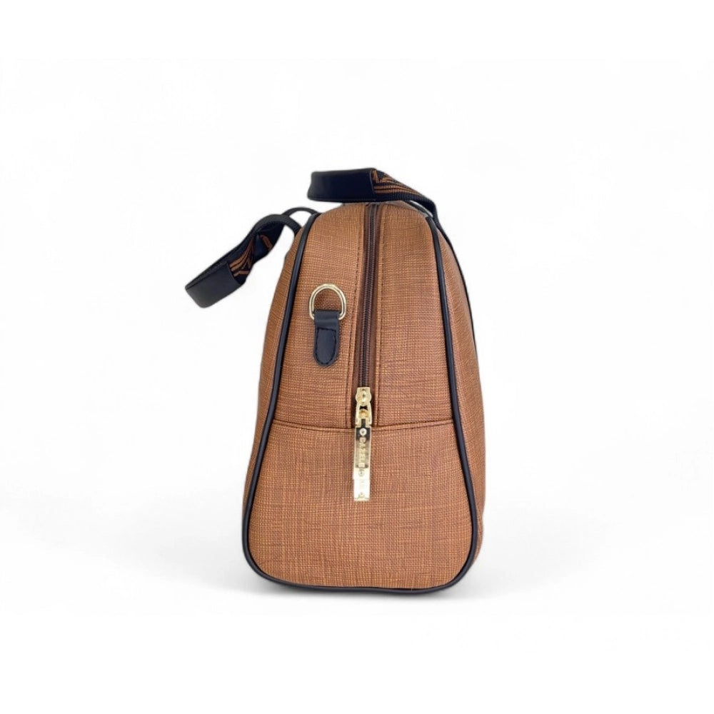 Women's Polyurethane Textured Duffle Bag with Adjustable & Removable Strap (Brown) - POPNOVA
