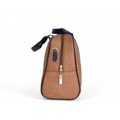 Women's Polyurethane Textured Duffle Bag with Adjustable & Removable Strap (Brown) - POPNOVA