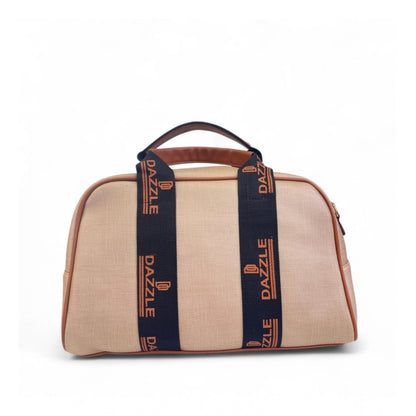 Women's Polyurethane Textured Duffle Bag with Adjustable & Removable Strap (Beige-Brown) - POPNOVA