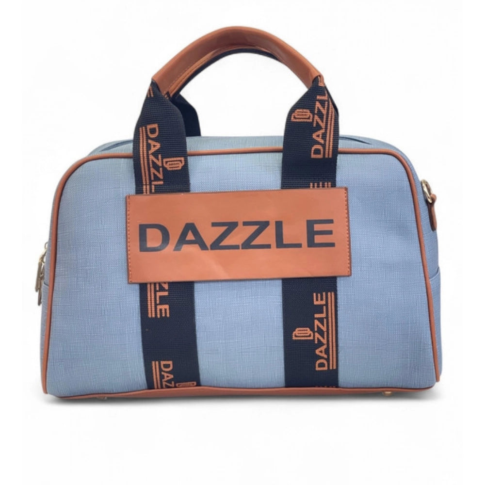 Women's Polyurethane Textured Duffle Bag with Adjustable & Removable Strap (Blue) - POPNOVA