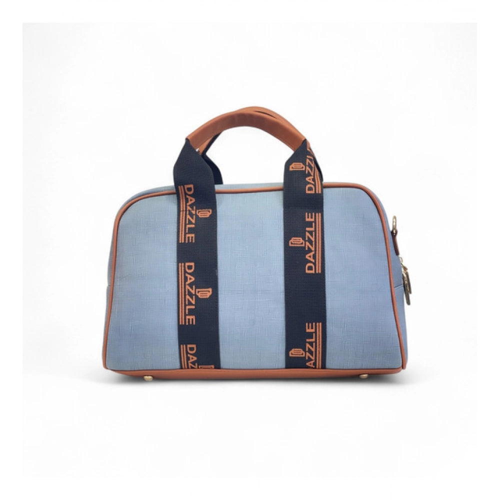 Women's Polyurethane Textured Duffle Bag with Adjustable & Removable Strap (Blue) - POPNOVA