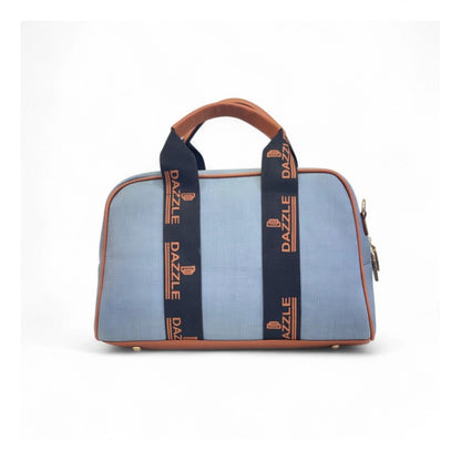 Women's Polyurethane Textured Duffle Bag with Adjustable & Removable Strap (Blue) - POPNOVA