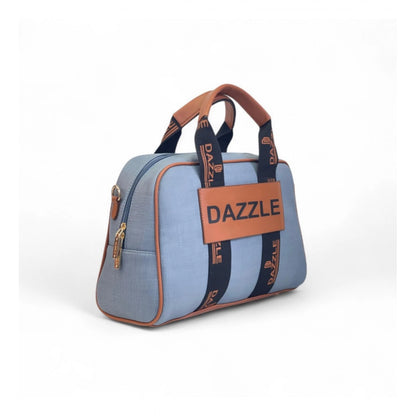 Women's Polyurethane Textured Duffle Bag with Adjustable & Removable Strap (Blue) - POPNOVA