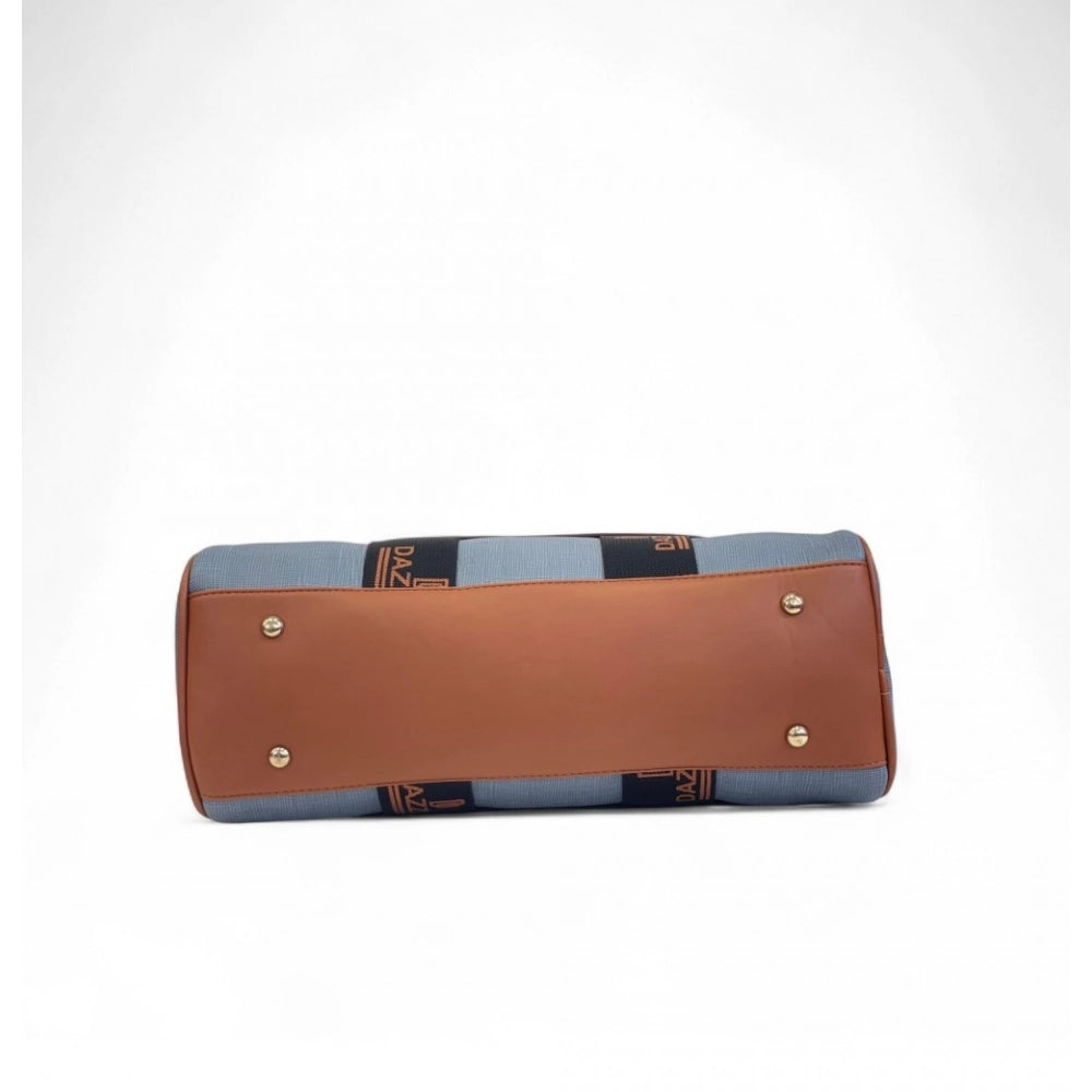 Women's Polyurethane Textured Duffle Bag with Adjustable & Removable Strap (Blue) - POPNOVA