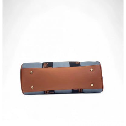 Women's Polyurethane Textured Duffle Bag with Adjustable & Removable Strap (Blue) - POPNOVA