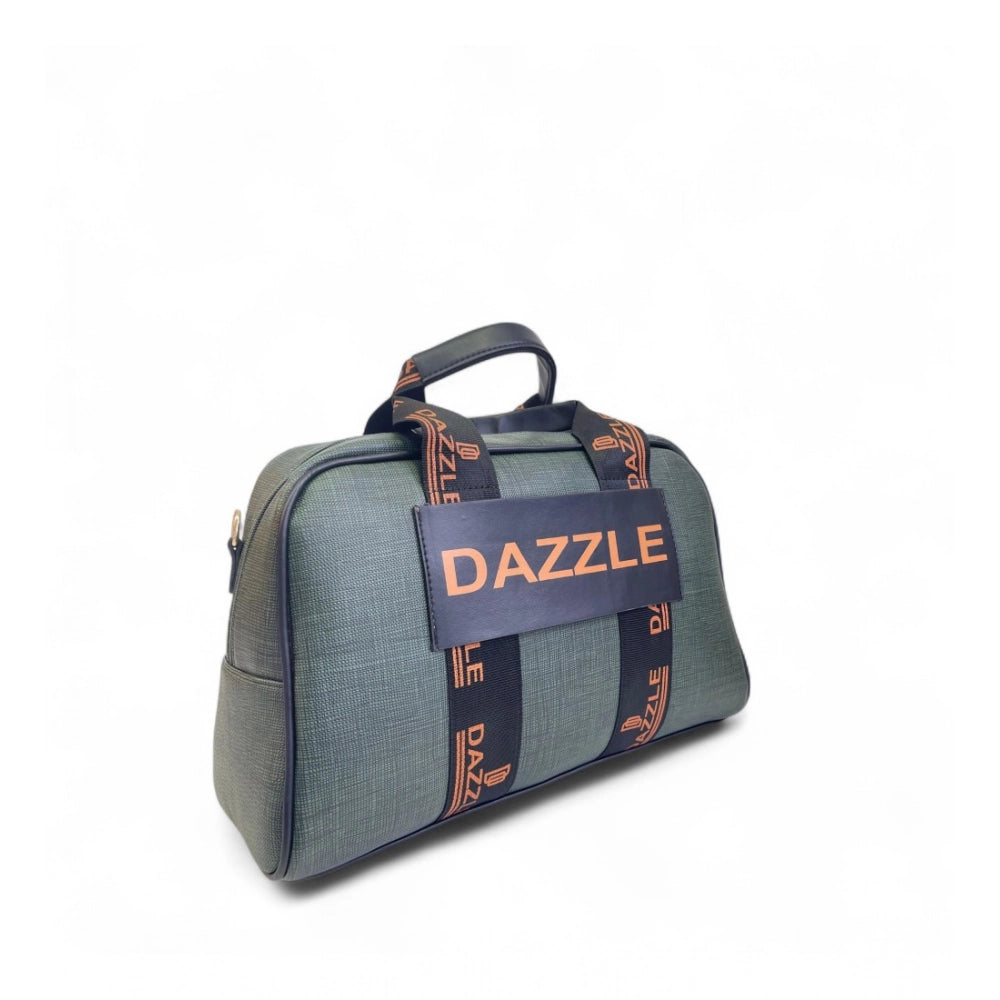 Women's Polyurethane Textured Duffle Bag with Adjustable & Removable Strap (Dark Green) - POPNOVA