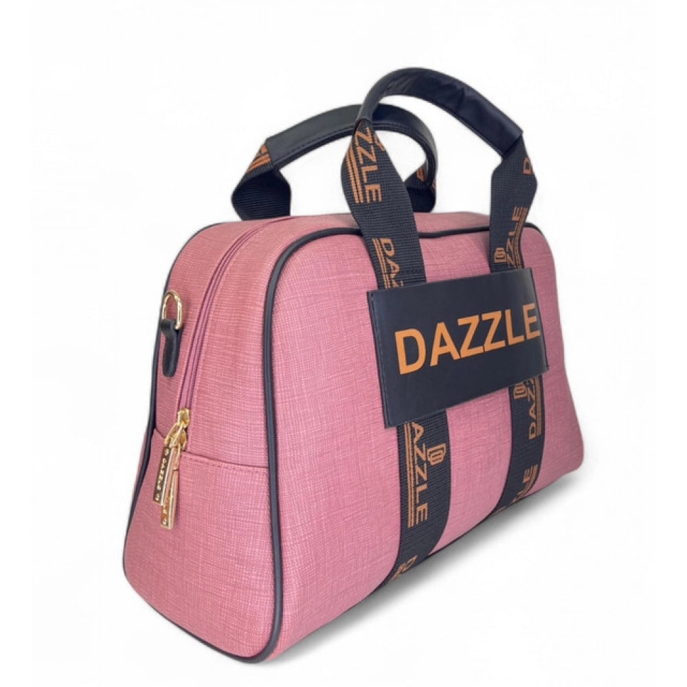 Women's Polyurethane Textured Duffle Bag with Adjustable & Removable Strap (Pink) - POPNOVA