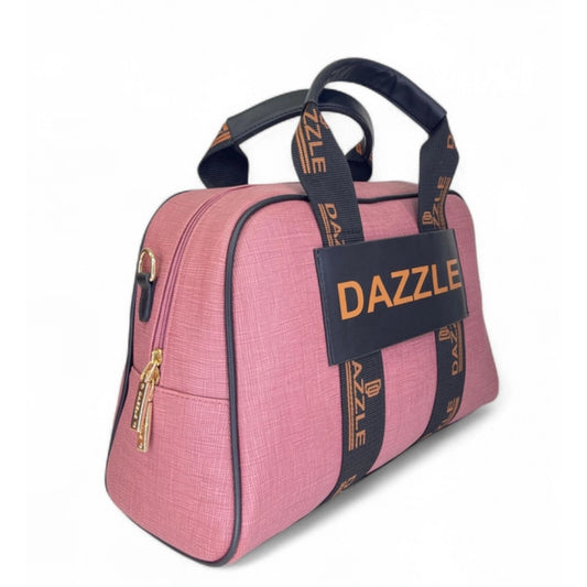 Women's Polyurethane Textured Duffle Bag with Adjustable & Removable Strap (Pink) - POPNOVA