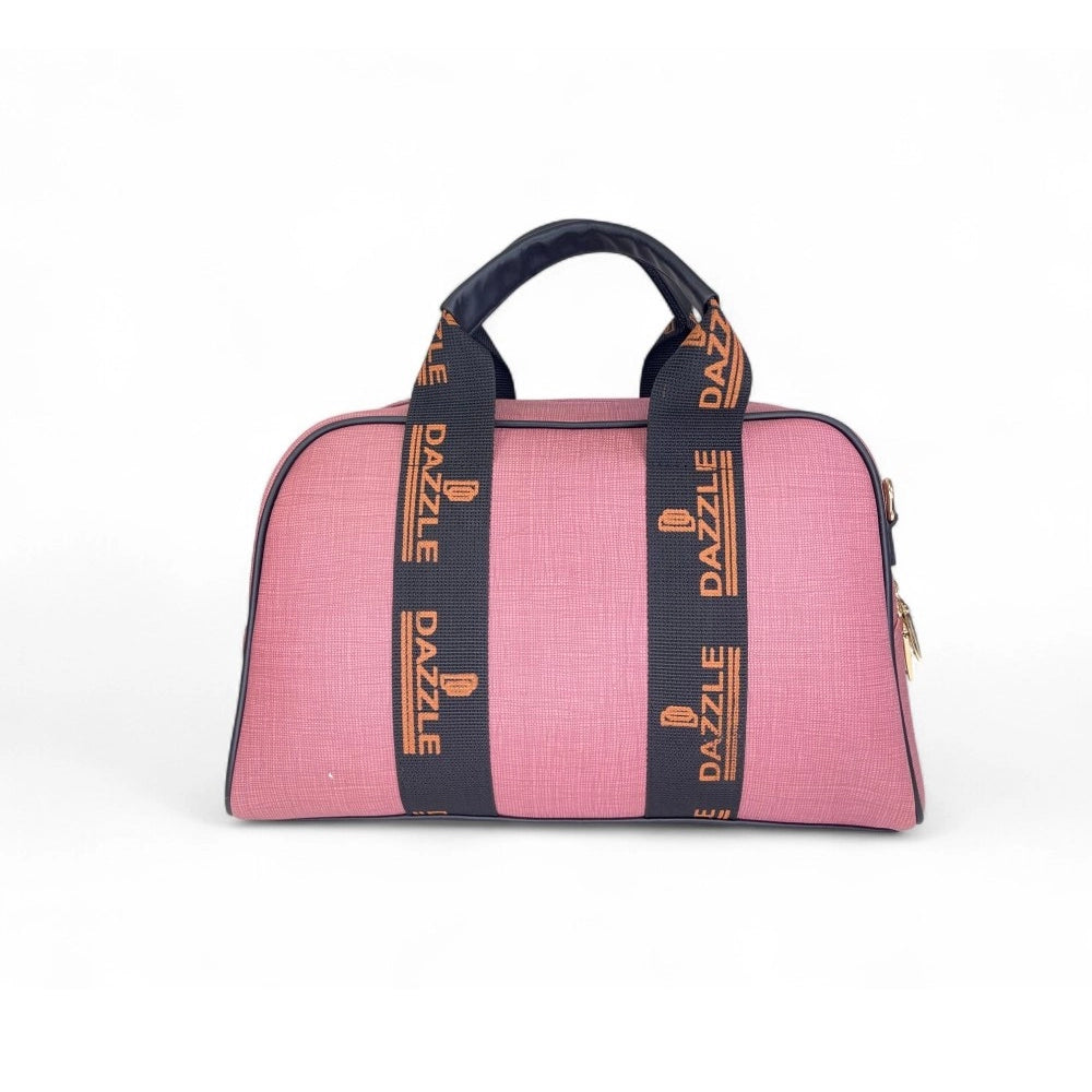 Women's Polyurethane Textured Duffle Bag with Adjustable & Removable Strap (Pink) - POPNOVA