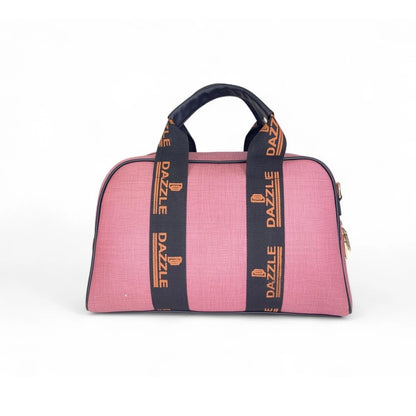 Women's Polyurethane Textured Duffle Bag with Adjustable & Removable Strap (Pink) - POPNOVA