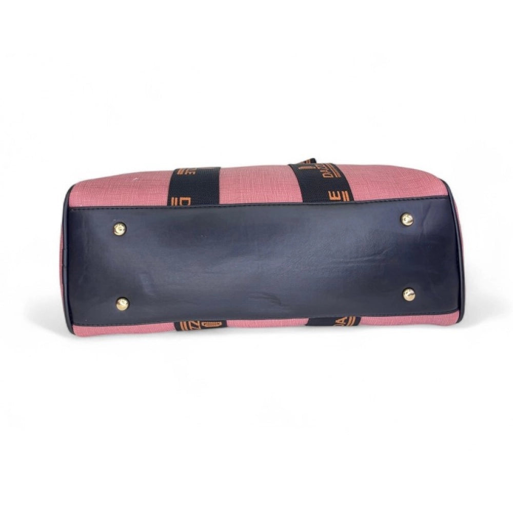 Women's Polyurethane Textured Duffle Bag with Adjustable & Removable Strap (Pink) - POPNOVA