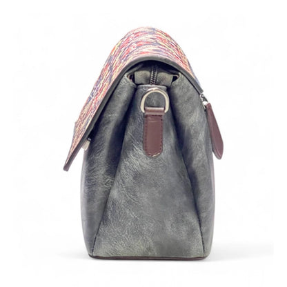 Women's Polyurethane Floral Embroidered Crossbody Sling Bag with Adjustable & Removable Strap (Grey) - POPNOVA