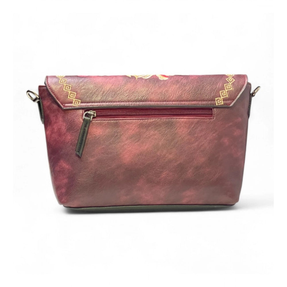 Women's Polyurethane Floral Embroidered Crossbody Sling Bag with Adjustable & Removable Strap (Red) - POPNOVA