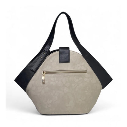 Women's Polyurethane Floral Printed Hexagonal Satchel Handbag with Adjustable Strap (White) - POPNOVA