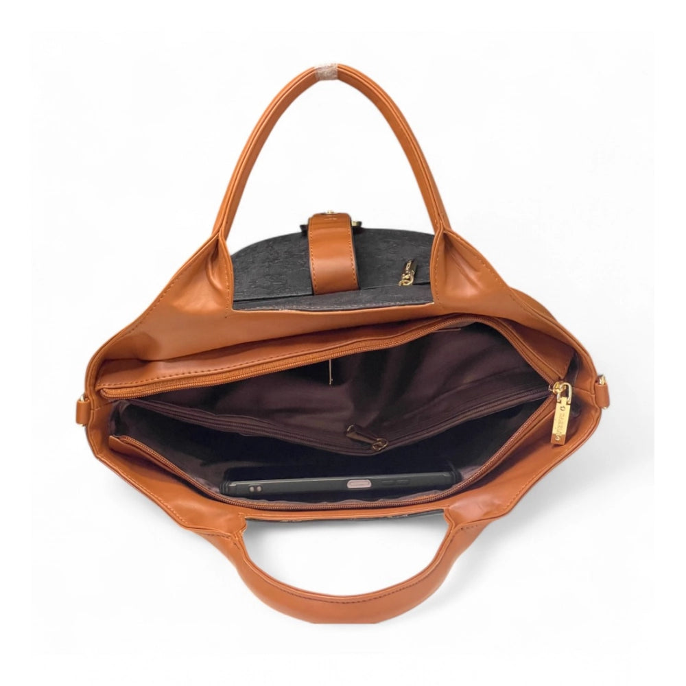 Women's Polyurethane Textured Two-Tone Tote Handbag with Adjustable & Removable Strap (Green) - POPNOVA