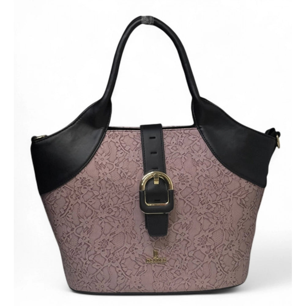 Women's Polyurethane Textured Two-Tone Tote Handbag with Adjustable & Removable Strap (Purple) - POPNOVA