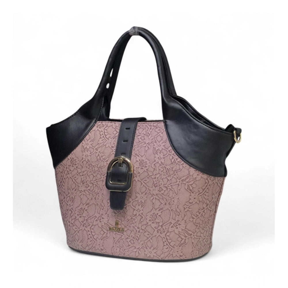 Women's Polyurethane Textured Two-Tone Tote Handbag with Adjustable & Removable Strap (Purple) - POPNOVA
