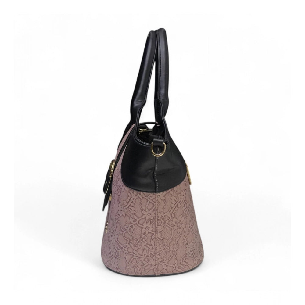 Women's Polyurethane Textured Two-Tone Tote Handbag with Adjustable & Removable Strap (Purple) - POPNOVA