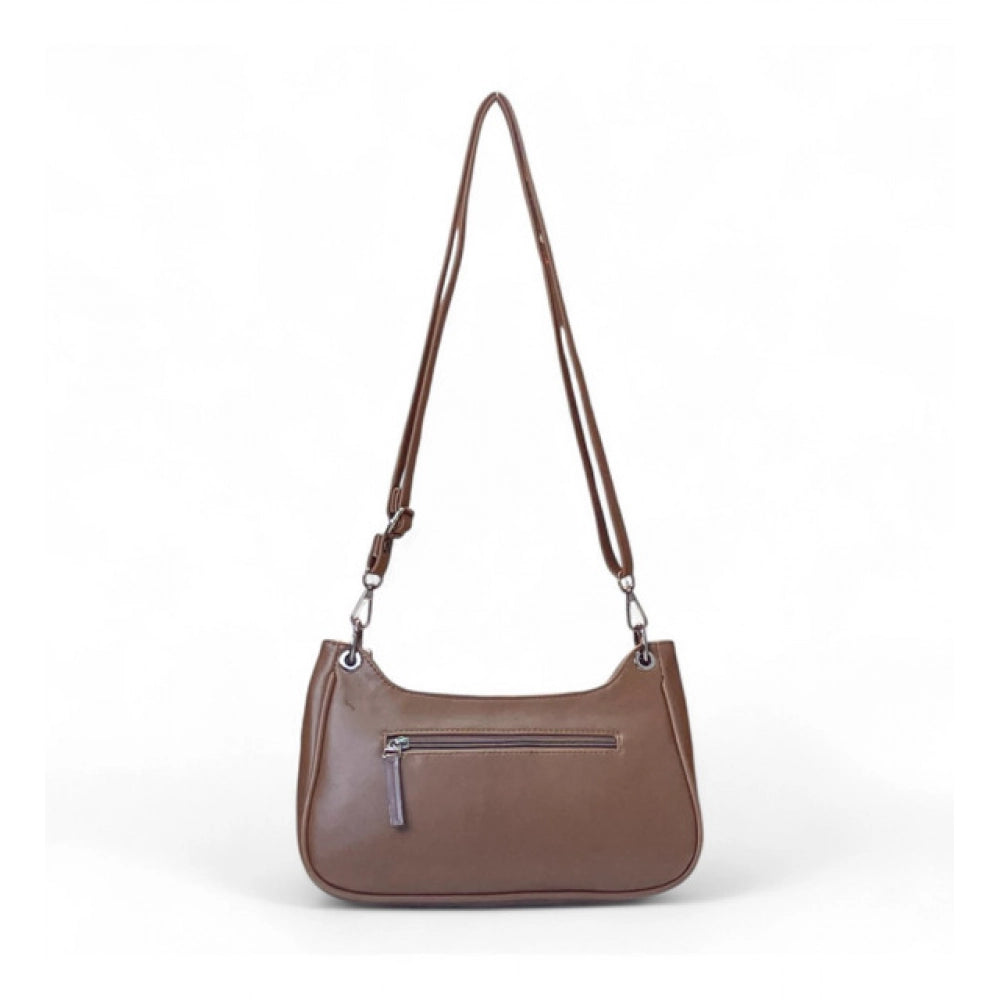 Women's Polyurethane Floral Embroidered Crossbody Sling Bag with Adjustable & Removable Strap (Brown) - POPNOVA