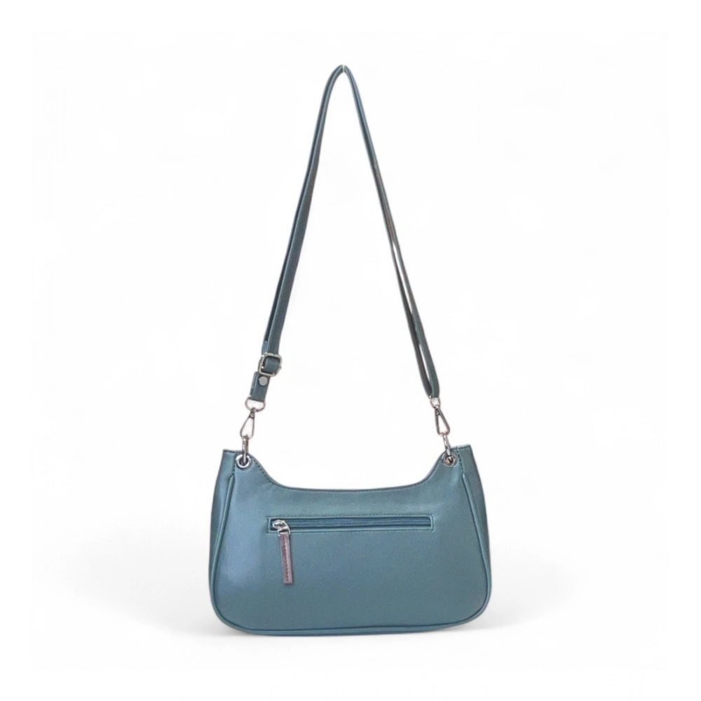 Women's Polyurethane Floral Embroidered Crossbody Sling Bag with Adjustable & Removable Strap (Light Blue) - POPNOVA