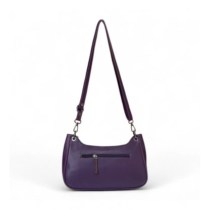 Women's Polyurethane Floral Embroidered Crossbody Sling Bag with Adjustable & Removable Strap (Purple) - POPNOVA