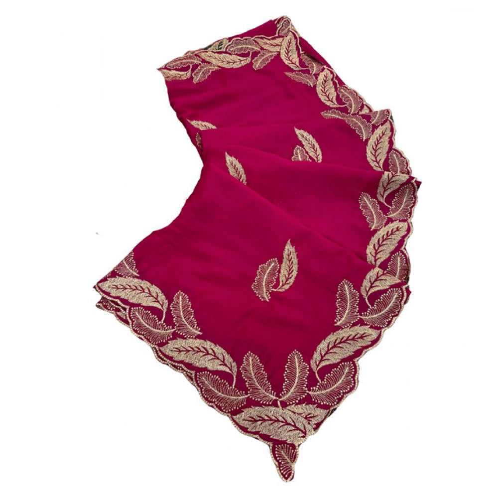 Women's Chiffon Embroidered Saree With Unstitched Blouse 5.5 Mtr�(Pink)