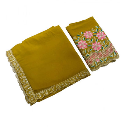 Women's Georgette Embellished Saree With Unstitched Blouse 5.5 Mtr�(Yellow)