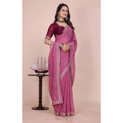 Women's Georgette Embellished Saree With Unstitched Blouse 5.5 Mtr�(Pink)
