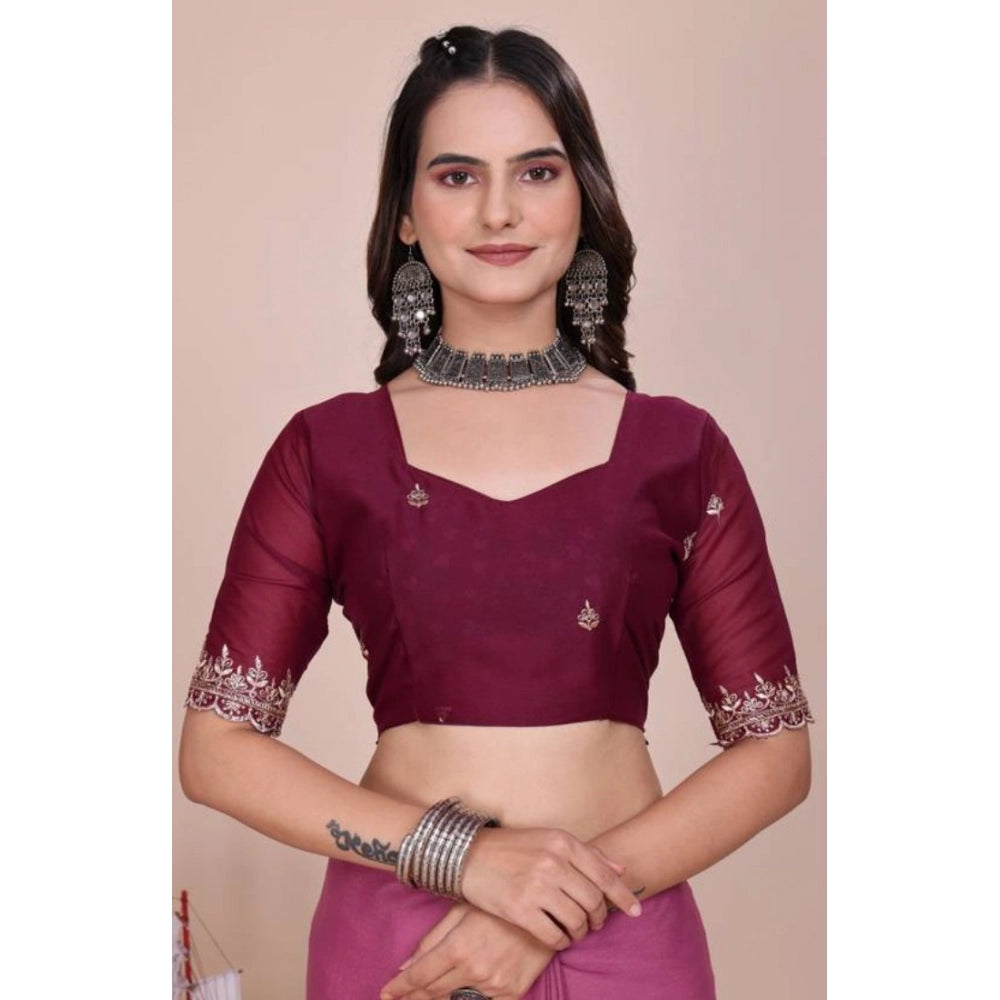 Women's Georgette Embellished Saree With Unstitched Blouse 5.5 Mtr�(Pink)