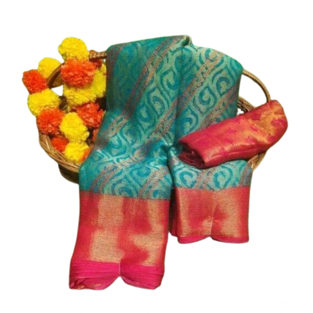 Women's Brasso Printed Saree With Unstitched Blouse 5.5 Mtr (RAMA)