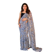 Women's Georgette Printed Saree With Unstitched Blouse 5.5 Mtr (Grey)