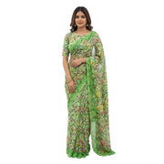 Women's Georgette Printed Saree With Unstitched Blouse 5.5 Mtr (Green)