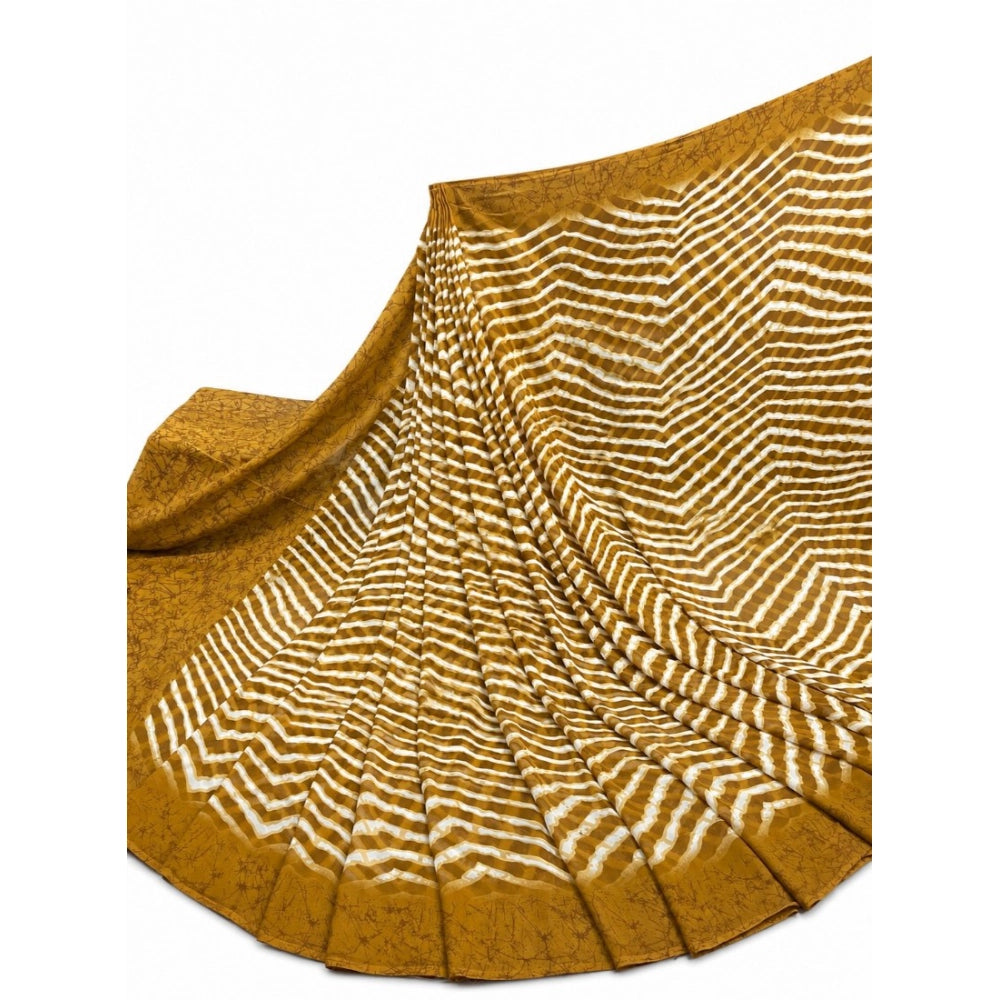 Women's Georgette Printed Saree With Unstitched Blouse 5.5 Mtr (Mustard-Yellow)