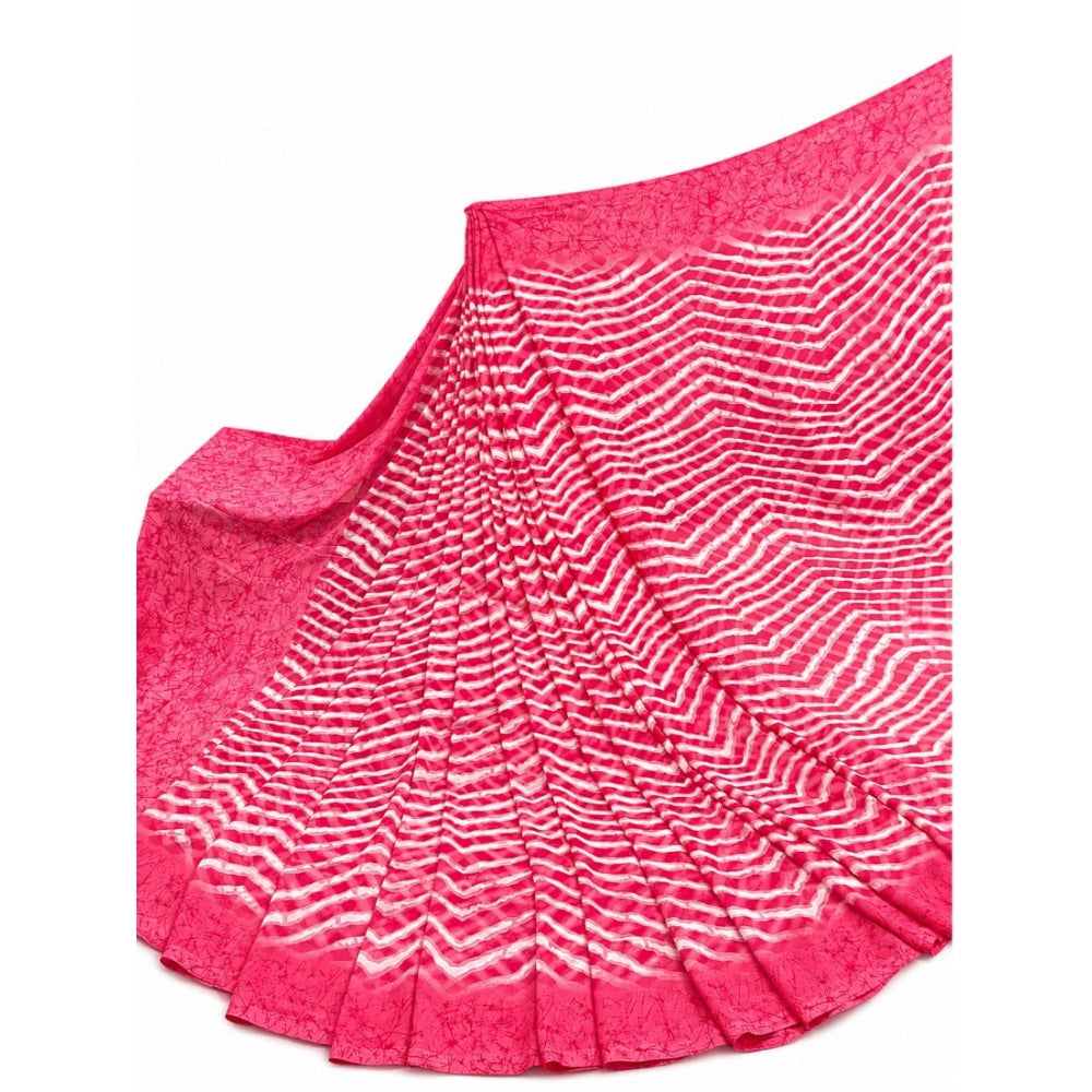 Women's Georgette Printed Saree With Unstitched Blouse 5.5 Mtr (Pink)