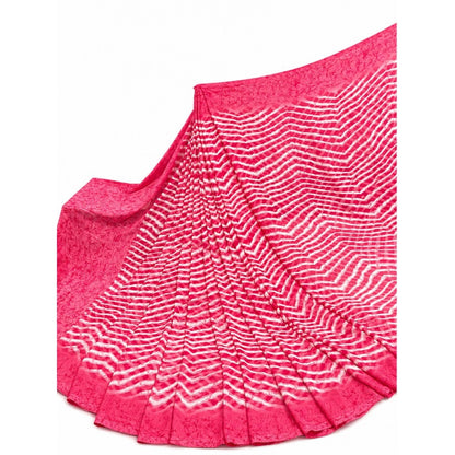 Women's Georgette Printed Saree With Unstitched Blouse 5.5 Mtr (Pink)
