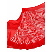Women's Georgette Printed Saree With Unstitched Blouse 5.5 Mtr (Red)