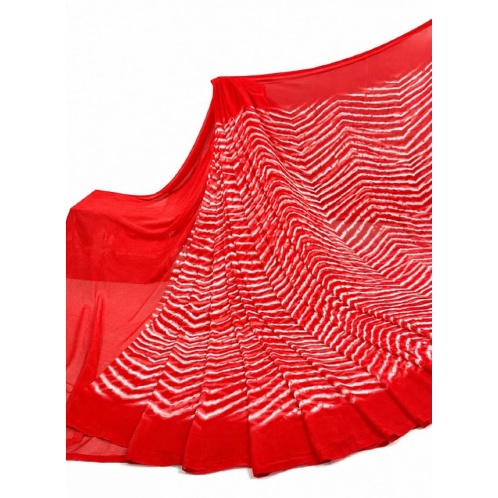 Women's Georgette Printed Saree With Unstitched Blouse 5.5 Mtr (Red)