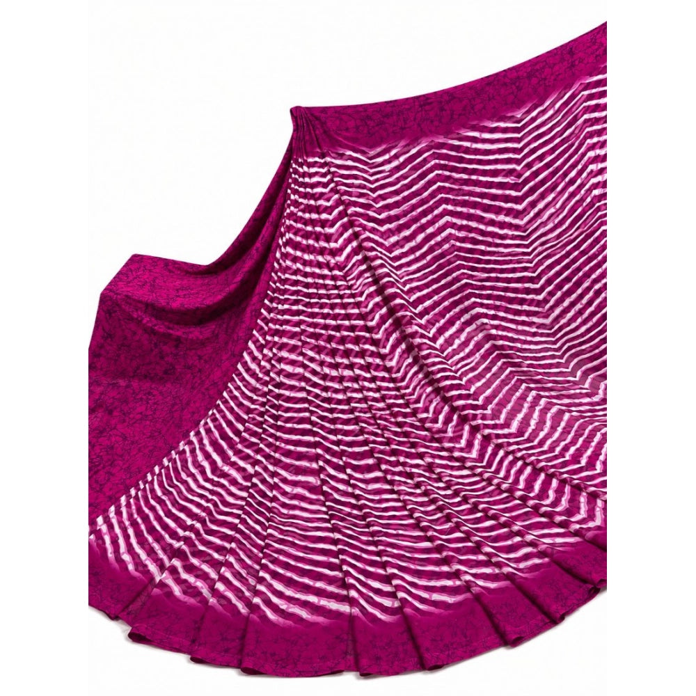 Women's Georgette Printed Saree With Unstitched Blouse 5.5 Mtr (Magenta)