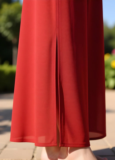 Women's Pack of 1 Georgette Solid High Rise Wide Leg Flared Palazzo with Elastic Waist (Red) - POPNOVA women's bottom wear