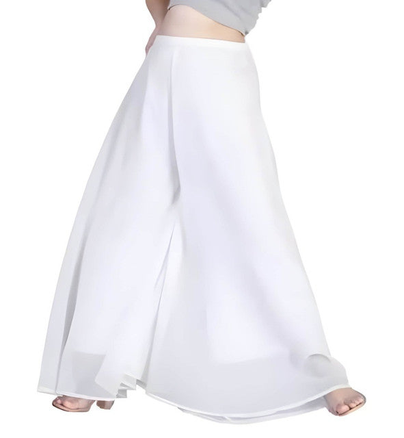 Women's Pack of 1 Georgette Solid High Rise Wide Leg Flared Palazzo with Elastic Waist (White) - POPNOVA women's bottom wear
