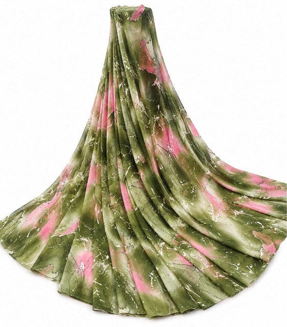 Women's Georgette Printed Saree With Unstitched Blouse 5.5 Mtr (Mehendi-Pink)