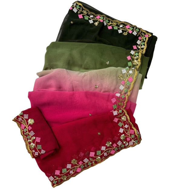 Women's Georgette Embroidered Saree With Unstitched Blouse 5.5 Mtr (Multi)