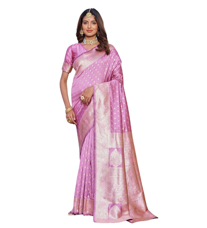 Women's Jacquard Printed Saree With Unstitched Blouse 5.5 Mtr (Lavender)