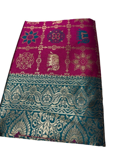 Women's Jacquard Printed Saree With Unstitched Blouse 5.5 Mtr (Magenta)