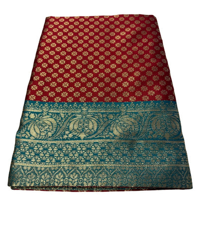 Women's Jacquard Printed Saree With Unstitched Blouse 5.5 Mtr (Maroon)